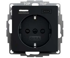 GIRA 2459005 SCHUKO SH USB-Spannungsvers. 2f Typ A/C System 55 Juodas m