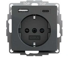 GIRA 245928 SCHUKO USB-Spannungsversorgung 2f System 55 Anthrazit