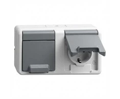 GIRA 478130 SCHUKO 2f waager. KD WG AP Grau