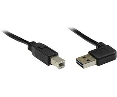 GoodConnections Anschlusskabel USB 2.0 EASY Stecker A gewinkelt an Stecker B, juodas, 5m,