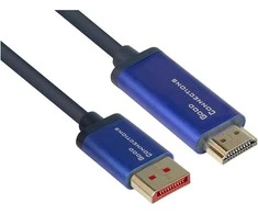 Alcasa Good Connections Geros jungtys DP/HMDI 1.4 jungties kabelis 4K UHD @ 60Hz SmartFLEX aliuminio mėlynas 1m