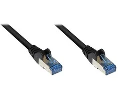 GoodConnections Patchkabel mit Rastnasenschutz, Cat. 6A, S/FTP, PiMF, halogenfrei, 500MHz, juodas, 5m,