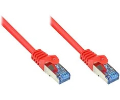 GoodConnections Patchkabel mit Rastnasenschutz, Cat. 6A, S/FTP, PiMF, halogenfrei, 500MHz, raudona, 15m,
