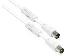 GoodConnections TV Antennenkabel, Koax Stecker an Koax Buchse (vernickelt), 2x Ferritkern, 2x geschirmt, Class A, 95 dB, 75 Ohm, CCS, baltas, 7,5m,