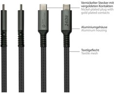 Alcasa GoodConnections USB-C 2.0 (ST-ST) 3 m jungiamojo kabelio tekstilinė striukė 240 W antracitas
