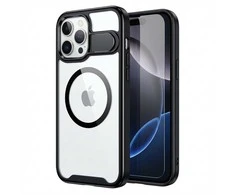 Dėklas GUAN Case aus 10H Hartglas mit Kickstand für Apple iPhone 16 Plus, Transparent/Juodas, GA-MAGCS-IP24-BLS67BLK