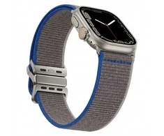GUAN Premium Armband für Apple Watch, Grau/Blau, 44mm, 45mm, 42mm (Series 1/2/3), 49mm, 46mm, GA-MAG-BNDA-P-CGBL