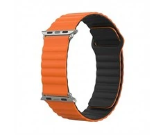 GUAN Premium Armband für Apple Watch, Oranžinis/Juodas, 40mm, 41mm, 38mm, 42mm (Series 10), GA-MAG-BNDA-P-OMS