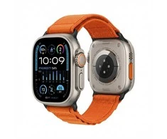 GUAN Premium Plus Armband für Apple Watch, Oranžinis/Juodas, 44mm, 45mm, 42mm (Series 1/2/3), 49mm, 46mm, GA-MAG-BNDA-PP-OML