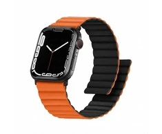 GUAN Premium Plus Armband für Apple Watch, Oranžinis/Juodas, 40mm, 41mm, 38mm, 42mm (Series 10), GA-MAG-BNDA-PP-OMS