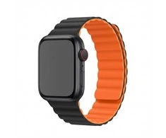 GUAN Premium Pro Armband für Apple Watch, Oranžinis/Juodas, 40mm, 41mm, 38mm, 42mm (Series 10), GA-MAG-BNDA-P+OMS