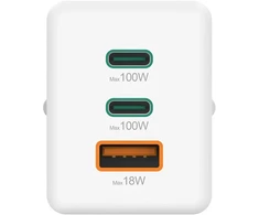 Hama mini 100W GaN PD/QC 2x USB-C, 1x USB-A balta