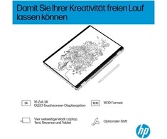 HP OmniBook X Flip 16" 3K lietimui jautrus ekranas su Core Ultra 7 258V 32GB / 1TB SSD su Windows 11 Home - 16-as0475ng Copilot+PC Nešiojamas kompiuteris