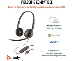 HP Poly Blackwire 3220 Stereo USB-C Headset +USB-C/A Adapteris (Bulk) (209749-201/209745-201)