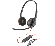 Ausinės HP Poly Blackwire 3220 stereo USB-C  + USB-C/A adapteris, juodos spalvos