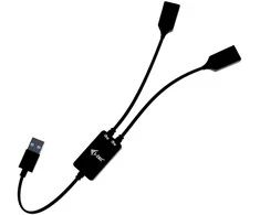 I-tec USB-A kabelio šakotuvas, 2 prievadų (2x USB-A), iki 5 Gbps, lankstus kabelio šakotuvas, 40 g