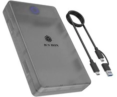 ICY BOX Externes Gehuse fr 2,5/3,5 SATA HDD /SSD, Host USB 3.2 Gen 1 bis 5 Gbps Type-C/-A