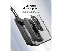 ICY BOX Externes Gehuse fr 2,5/3,5 SATA HDD /SSD, Host USB 3.2 Gen 1 bis 5 Gbps Type-C/-A