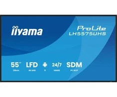 Monitorius „IIYAMA LH5575UHS-B2AG“ 55 colių 3840x2160 UHD IPS panelė, migla, 25 procentai, 500 cd/m², horizontaliai ir vertikaliai.