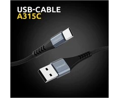 Intenso A315C USB-C charging/data cable, 1.5m, fast charging iki 60 watts, juodas
