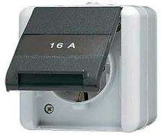 Jung 820 NA W AP/WD-Steckdose mit Schriftfeld