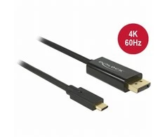 DELOCK Cable USB Type-C male more Displayport male (DP Alt Mode) 4K 60 Hz 2 m juodas