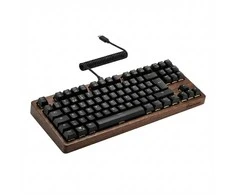 Klaviatūra Sharkoon SKILLER SGK50 S2 Wood PBT(holz/juodas, IT-išdėstymas, Gateron G Pro 3.0 Geltona)