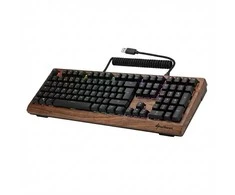 Klaviatūra Sharkoon SKILLER SGK50 S2 Wood PBT(holz/juodas, ES-išdėstymas, Gateron G Pro 3.0 Geltona)