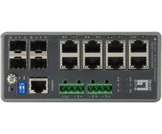 Šakotuvas Level One „LevelOne TURING“ 12 prievadų L3 Lite valdomas gigabito pramoninis komutatorius, 4 x SFP, DIN bėgelis, -40°C iki 75°C, valdomas, L3, gigabito Ethernet (10/100/1000)