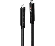USB Laidas - LINDY USB 3.2 10Gbps ir DP 1.4 Type C Hibridinis Kabelis (4 juostos), 10Gbps, 4K144Hz, 60W, 10 m, Juodas