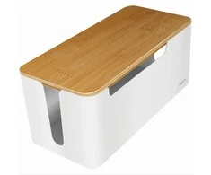 LOGILINK KAB0075 Kabelių dėžutė 320x140x130 mm baltas su bambukiniu dangteliu