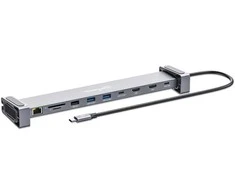 Manhattan MH 190398 10 viename prijungimo stotis USB (3.1) tipo C prie dviejų HDMI, kelių prievadų