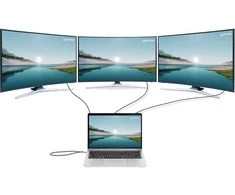 Manhattan MH 190305 11 viename USB (3.2) tipo C prijungimo stotis su trigubu monitoriumi, kelių prievadų