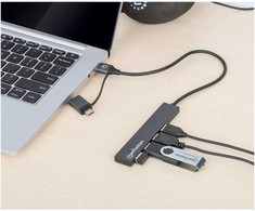 Manhattan Manheteno 4 prievadų USB 3.0 tipo C / A tipo kombinuotas šakotuvas, , Maitinamas autobusu, aliuminis, pilka erdvė, 181006