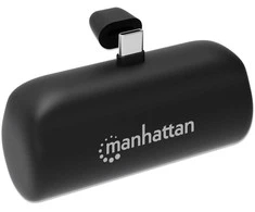 Powerbank Manhattan Powerbank 5000 mAh wtyczka USB Typ-C 10W juoda