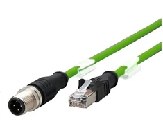 Metz Connect Kabelis połączeniowy M12 męski-RJ45 męski, 4-biegunowy su kodem D, prosty, łańcuch nadążny, moment sukamasis, 2 m