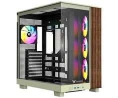 Thermaltake View 380 XL WS ARGB , Tower-case - lightgreen/holz, Tempered Glass x 2, Holzstruktur