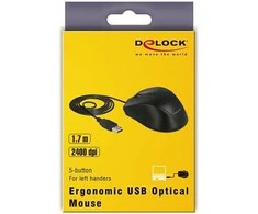 Mitel Carruzzo DeLOCK 12548 kompiuterinė pelė Biuras Kairė ranka USB A tipo Optinis 2400 DPI