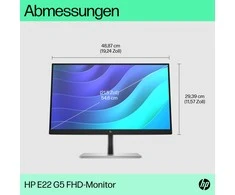Hewlett Packard (HP) HP E22 G5 FHD monitorius – 21,5 colio 1920x1080 FHD 250 nitų 75 Hz AG, IPS, HDMI/DisplayPort, 4x USB-A, reguliuojamas aukštis / pakreipimas / pasukamas / pasukamas, 3 metai