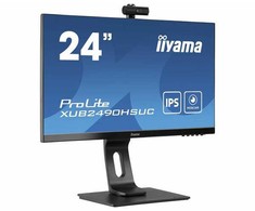 Monitorius „IIYAMA XUB2490HSUH-B1“ 24 colių ETE IPS vaizdo kamera su 1920 x 1080 „Windows Hello“ vaizdo kamera, 1080P automatinis fokusavimas, 15 cm aukščio reguliavimas, stovas, 4 ms, šviesa 250 cd/m2.