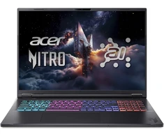 Nešiojamas kompiuteris „Acer Nitro 18 AI“ (AN18-61-R7GF) žaidimų / „Copilot+“ asmeninis kompiuteris, 18 colių WUXGA, 165 Hz, „Ryzen AI R7-350“ (50 TOPS), 16 GB RAM, 1 TB SSD, „GeForce RTX5060“, „Windows 11“