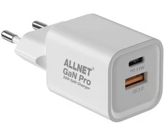 Allnet Z ALLNET Ersatznetzteil QC USB-C PD GaN įkroviklis Power Supply45Watt 1x USB Typ-A QC 1x USB Typ-C**EU PLUG**