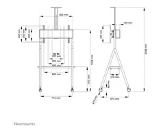 Laikiklis „Neomounts NEWSTAR“ MOBILUSIS PLOKŠČIAEKRANIO GRINDŲ STOVAS (AUKŠTIS: 110–144 CM) 32–65" Baltas