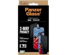 „Panzer Glass“ itin plataus pritaikymo „EasyAligner“ privatumo stiklas, skirtas „iPhone Air“.