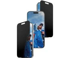 „Panzer Glass“ itin plataus pritaikymo „Fastfit“ privatumo stiklas, skirtas „iPhone 17 / 16 Pro“