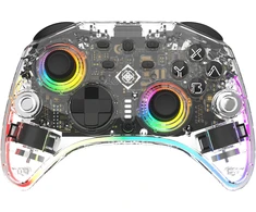 Žaidimų valdiklis DELTACO GAMING belaidis skaidrus „Switch 2“ su C mygtuku, RGB, makro mygtukais GAM-198-T / 4222477
