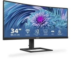 Monitorius Philips 346E2CUAE, 34" UWQHD (3440x1440) lenktas VA 1500R, 21:9, 100Hz, USB-C 65W, garsiakalbiai, reguliuojamas stovas