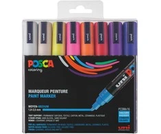 Uni Posca - PC3M - Rašiklis su plonu antgaliu - švelnios spalvos, 8 vnt