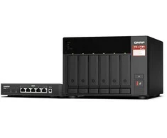 Serveris QNAP TS-673A-SW5T (TS-673A-8G + komutatorius QSW-1105-5T 5x2.5GbE), bokštinis Ethernet LAN antracito spalvos V1500B