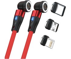 Kabelis USB Realpower USB-A - USB-C + microUSB + Lightning 1 m Raudona (439649)